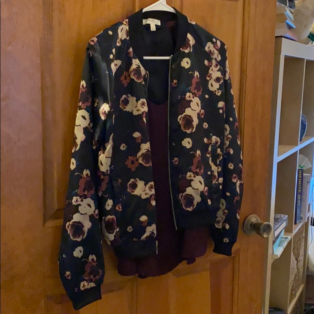 Floral bomber jacket with matching tank top